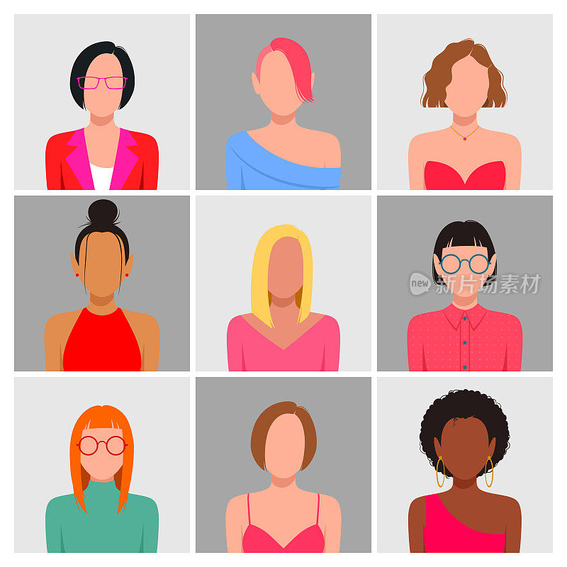 Diverse people avatar set